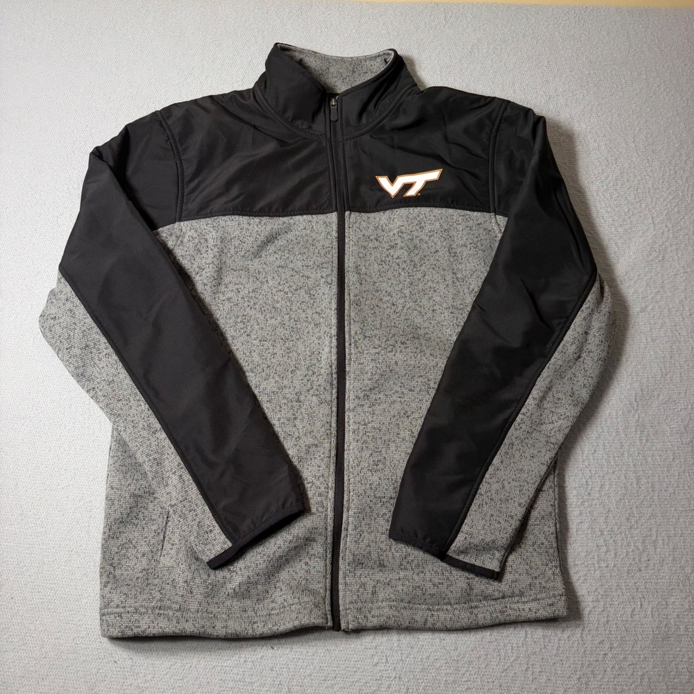 NEW Captivating Virginia Tech Hokies Full Zip Fleece Jacket Gray Black L